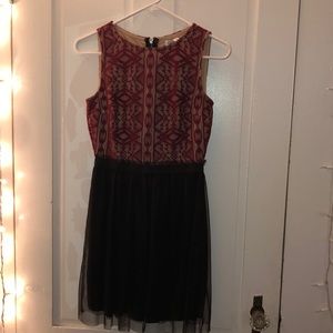 Maroon and black dress